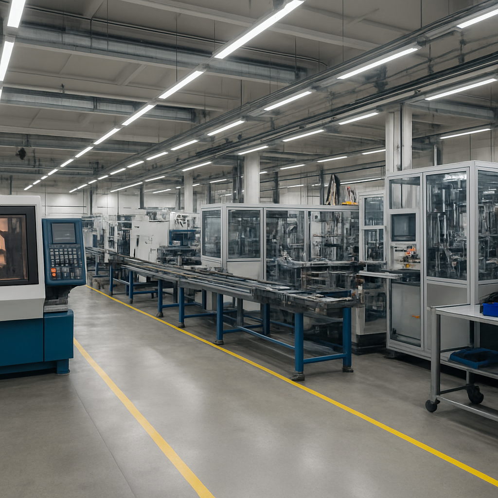 Small manufacturing floor with machinery and workbenches